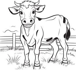 Moo tastic Moments Cartoon Cow Coloring Black Icon Cartoon Cow Capers Coloring Page Vector Emblem