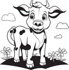 Colorful Creativity Cartoon Cow Icon Emblem Cartoon Cow Creations Coloring Vector Logo