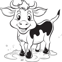 Coloring Carnival Cartoon Cow Black Emblem Design Joyful Journeys Cartoon Cow Icon Emblem