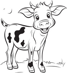 Joyful Journeys Cartoon Cow Icon Emblem Cartoon Cow Capers Coloring Vector Logo