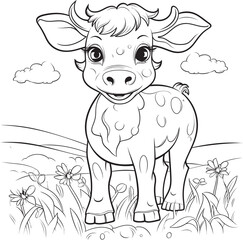 Bubbly Bovine Cartoon Cow Black Icon Design Coloring Spectacular Cartoon Cow Page Logo