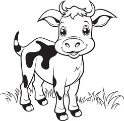Moo tastic Moments Cartoon Cow Coloring Black Icon Cartoon Cow Capers Coloring Page Vector Emblem