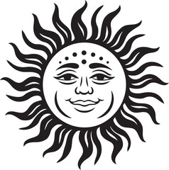 Smiling Sunny Cartoon Hand Drawn Emblem Sunbeam Bliss Hand Drawn Cartoon Vector Logo