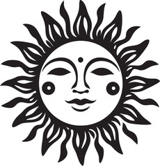 Cheery Charm Hand Drawn Sun Logo Design Sunshine Sparkle Cartoon Hand Drawn Vector Emblem