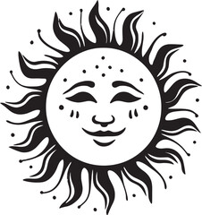 Smiling Sunny Cartoon Hand Drawn Emblem Sunburst Bliss Hand Drawn Cartoon Vector Logo