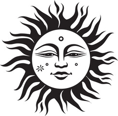 Joyous Glow Hand Drawn Sun Logo Design Sunny Splendor Cartoon Hand Drawn Vector Emblem