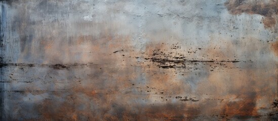 A close up of a weathered metal surface resembling the earthy tones of brown soil and beige wood. The rusty patina creates a unique pattern, like a natural landscape painting