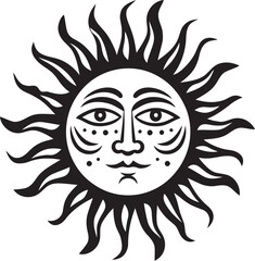Sunny Serenade Hand Drawn Sun Black Logo Design Gleaming Grin Cartoon Black Icon