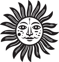 Sunburst Smiles Cartoon Hand Drawn Vector Icon Sunny Spark Hand Drawn Cartoon Black Logo