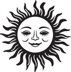 Joyous Glow Hand Drawn Sun Logo Design Sunny Splendor Cartoon Hand Drawn Vector Emblem