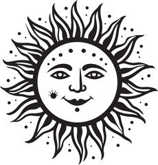 Smiling Sun Cartoon Hand Drawn Icon Sunbeam Joy Hand Drawn Cartoon Vector Emblem