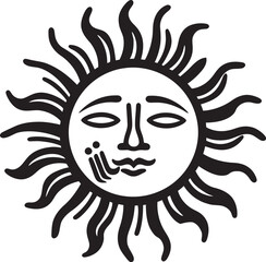 Glowing Grin Cartoon Sun with Face Black Icon Joyous Glow Hand Drawn Sun Logo Design