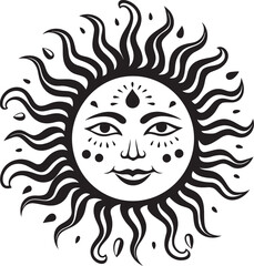 Joyous Glow Hand Drawn Sun Logo Design Sunny Splendor Cartoon Hand Drawn Vector Emblem