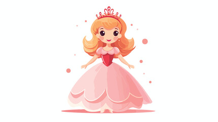 Cute fairy-tale Princess on a white background flat