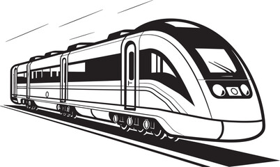 Velocity Vista Black Logo Design with Bullet Train Turbo Track Vector Icon of High Speed Train