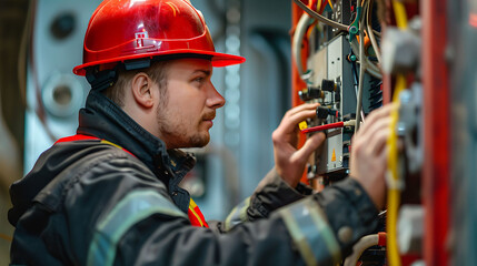 A Fire Inspector Identifying fire hazards, such as faulty electrical wiring or inadequate emergency exits, and recommending corrective actions