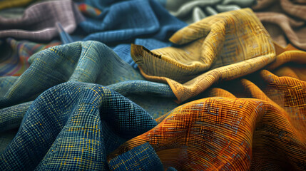 Fototapeta premium A dynamic and soft textile surface imaged in high resolution showcasing a beautiful play of blue and orange colors