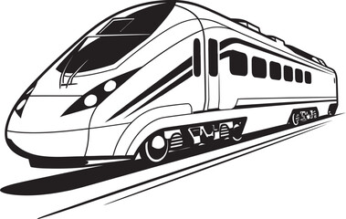 Rapid Runner Black Logo with High Speed Train Sonic Speedster Vector Icon Design of Bullet Train