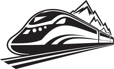 Swift Streamline Sleek Black Logo with Bullet Train Sonic Surge Streamlined Vector Icon of High Speed Train