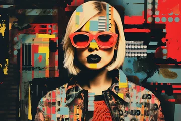 Tableau sur plexiglas  Generative AI image illustration retro Trendy paper collage composition wallpaper modern art  © deagreez