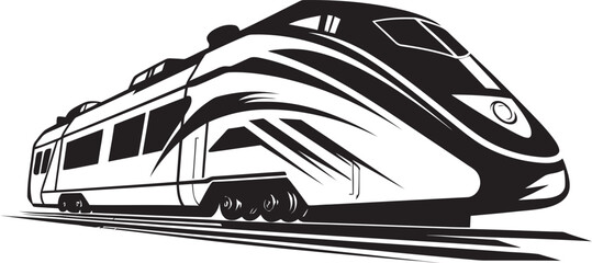 Turbo Thrust Iconic Emblematic Design for High Speed Train Rapid Ripple Sleek Black Logo with Bullet Train