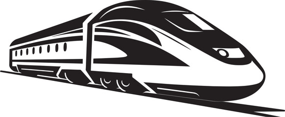 Rapid Rail Sleek Black Logo with Bullet Train Sonic Surge Dynamic Vector Icon for High Speed Train