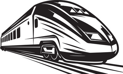 Fleet Flash Streamlined Emblem Design of Bullet Train Speedy Shuttle Iconic Black Logo with High Speed Train