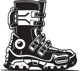 Naklejka premium SpaceSprint Futuristic Hi Tech Boots Black Logo Icon in Vector QuantumQuip Sleek Design of Hi Tech Boots