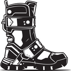 Robo Runners Hi Tech Sci Fi Boots Emblem in Vector Cyber Stride Sleek Iconic Design of Futuristic Boots