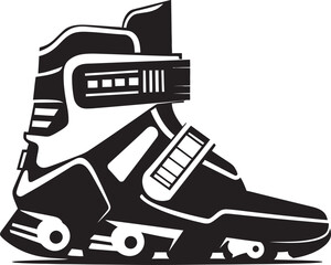 NanoNimbus Sleek Logo Design of Futuristic Boots CyberSoles Iconic Black Logo of Hi Tech Sci Fi Boots