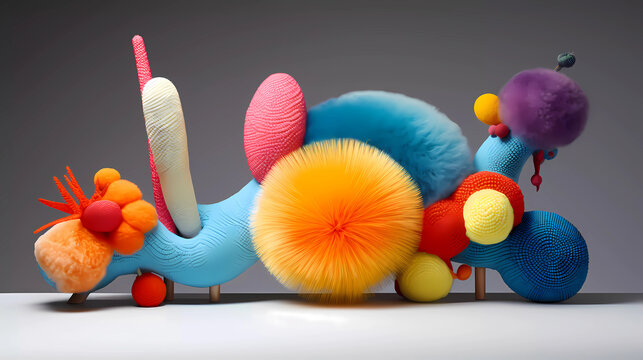 Naklejki an artistic composition incorporating acrylic yarn
