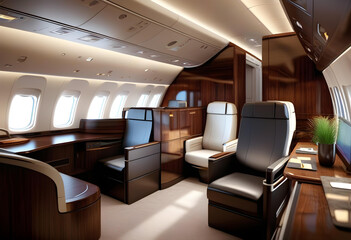 3d visualization of the VIP cabin of a business class aircraft, 3d render