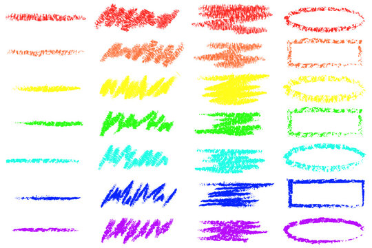 Hand drawn crayons marker colorful design element. Vector children scribble lines, doodles crayon. Vector illustration