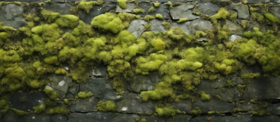 A closeup of a roof covered in moss, showcasing the growth of terrestrial plants in a unique setting. The moss thrives with water and soil from natural surroundings