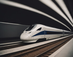 Sleek High-Speed Train in Underground Station