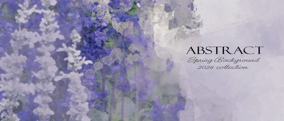 Abstract spring watercolor vector background. Purple colors.