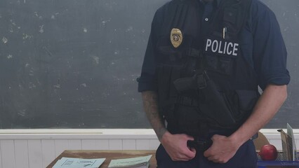 negative space police officer in class room