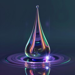 3D glow of an abstract water drop - obrazy, fototapety, plakaty
