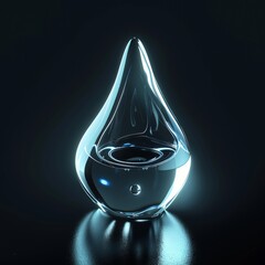 3D glow of an abstract water drop - obrazy, fototapety, plakaty