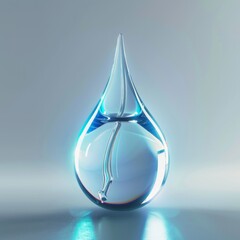 Fototapeta premium 3D glow of real water drop on light background