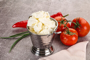 Soft Philadephia cheese in the bowl