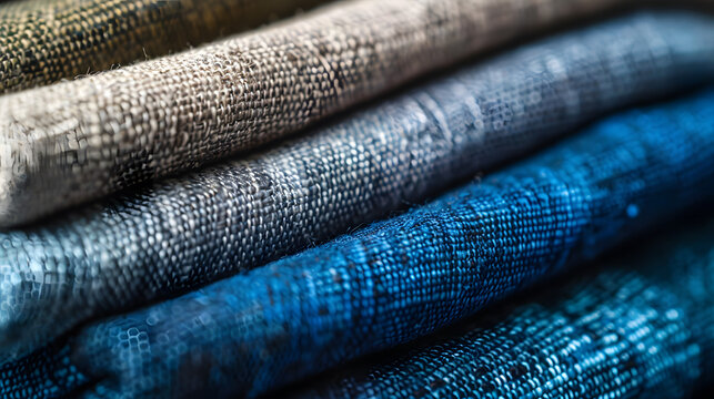 This 190-character image features a stack of multicolored textured fabrics with details highlighting the varied textures and richness of each layer