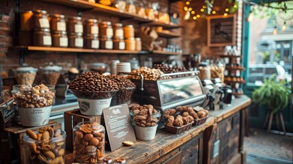 A Store Filled With Various Types of Nuts and Coffee Beans. Generative AI