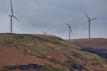 wind turbines in the mountains