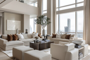 A Living Room Filled With Lots of White Furniture