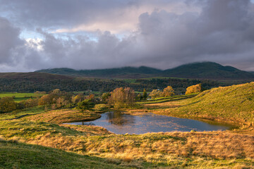 Kelly Hall Tarn during the golden hour