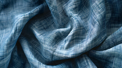 A detailed image capturing the beautiful checkered pattern of a blue and white cloth