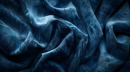 Naklejka premium High-resolution texture of a soft blue and white fabric with a detailed geometric pattern design