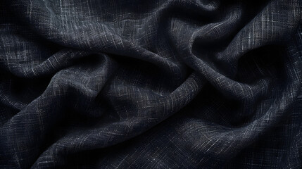 A luxurious close-up of dark fabric showcasing a subtle, textural woven pattern suitable for fashion