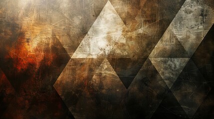 An abstract geometric background with a grunge texture, featuring a gradient of red to dark tones, evoking a moody atmosphere.